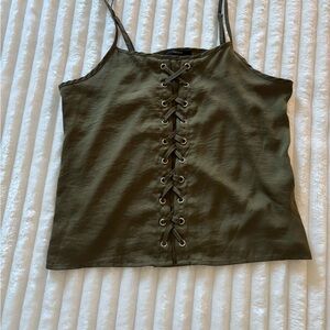 Forever 21 Olive Lace-Up Camisole
